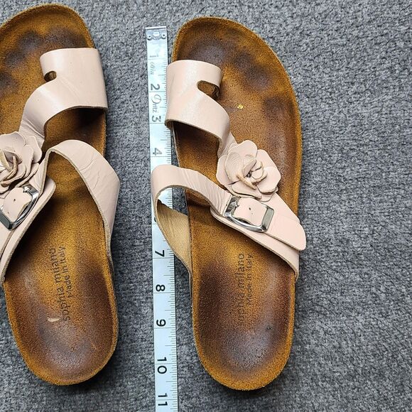 Sophia Milano Shoes Womens Size 10 Pink Leather Flower Slide Sandals Made Italy - Picture 6 of 8